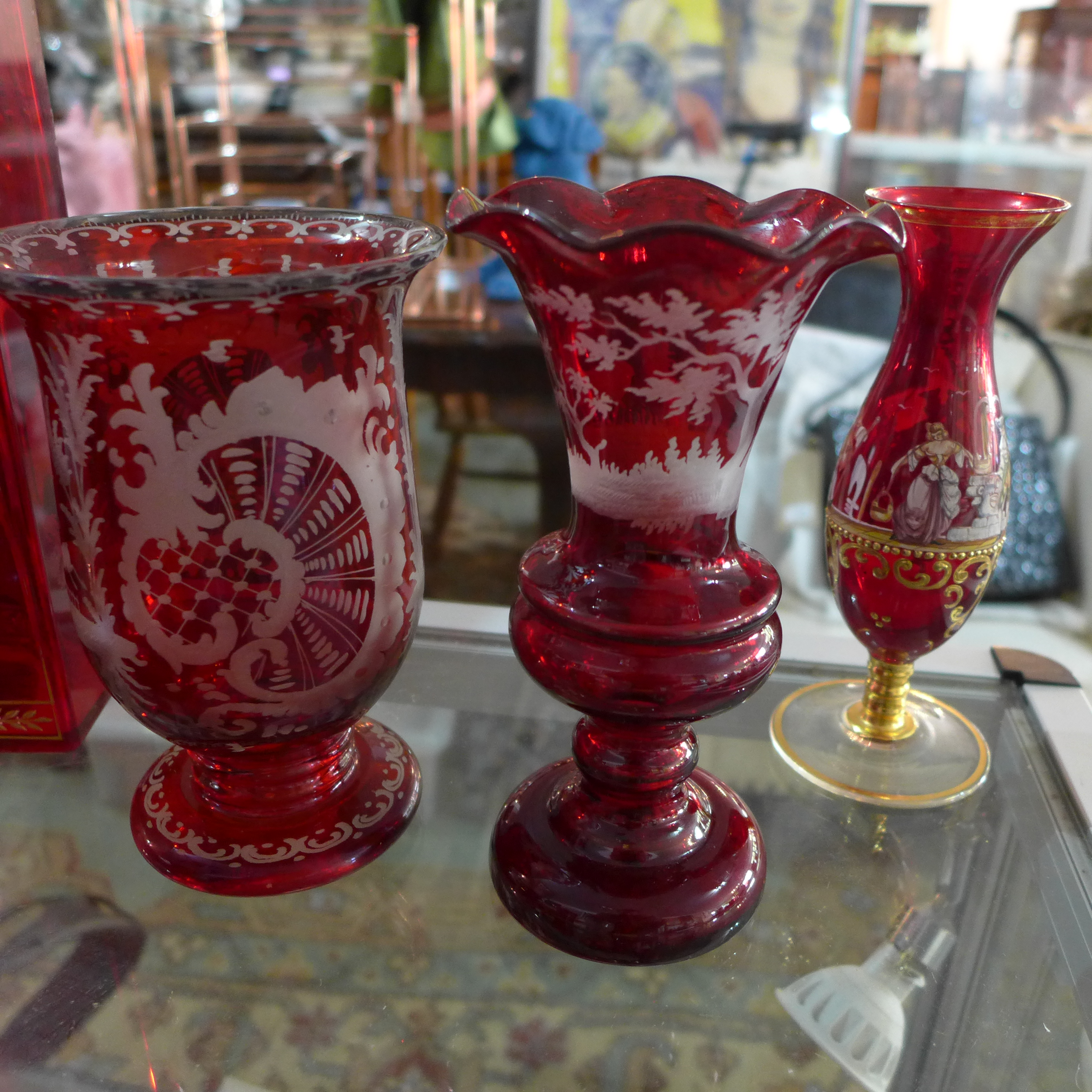 A collection of finely cut cranberry glass - Image 3 of 5