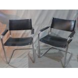 A set of five 20th century Marcel Breuer style chrome dining chairs