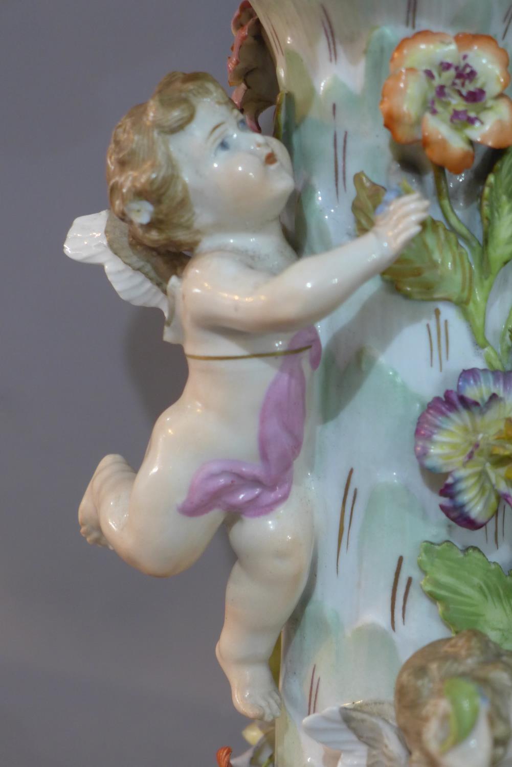 A Meissen style porcelain compote, having pierced bowl decorated with flowers and gilt heightened, - Image 2 of 2