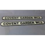 Two reproduction London street signs for Covent Garden, 83 x 10cm