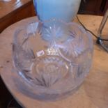 A large mid 20th century cut crystal fruit bowl, H.19cm Diameter 31cm