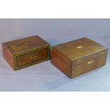 Two Victorian inlaid boxes, H.12 W.28 D.20cm (largest) (2)