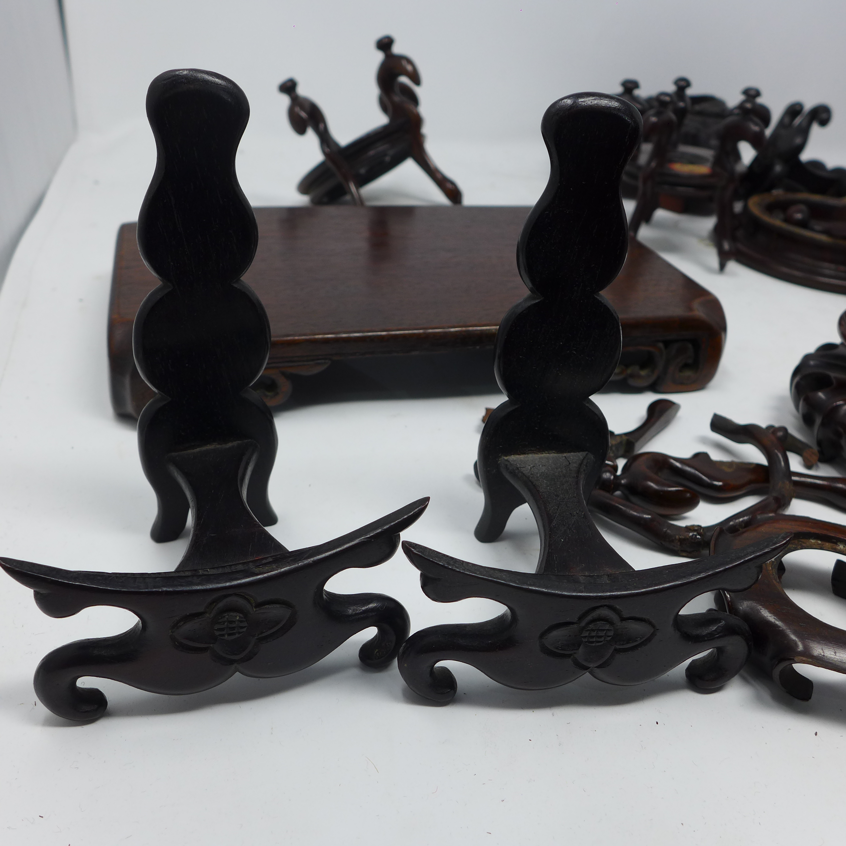 A collection of Chinese hardwood stands - Image 10 of 15