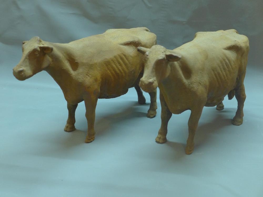 Two cast iron cows, H.22cm (2)