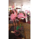 Four sheet metal flamingos, H.85cm (4)