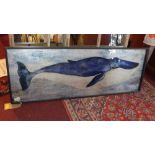 A contemporary print of a whale, 41 x 118cm