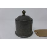 An early 18th century Chinese metal tobacco jar, with internal lead weight, H.12cm