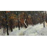 Nikolai Shelyuto (Ukranian, 1905-1984), 'Winter in the Forest', oil on canvas, signed lower left,