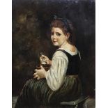 19th century British School, Portrait of a girl eating soup, oil on copper, H.25.5cm W.20cm