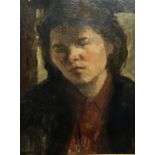 Ronald Ossory Dunlop (Irish, 1894-1973), portrait of a girl, oil on canvasboard, H.29cm W.22cm,