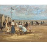 Armand Fouquet (French, b.1904), 'Le Plage', oil on board, signed lower right 'A.Fouquet', H.23cm