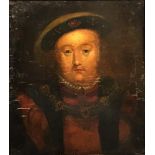 18th Century British School, a portrait of Henry VIII, oil on panel, H.26cm W.23cm