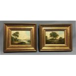 19th century British School, Two miniature landscapes, oil on board, H.9cm W.12.5cm (2)