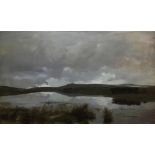 George Houston (Scottish, 1869-1947), a landscape scene of a lake, oil on canvas, signed lower