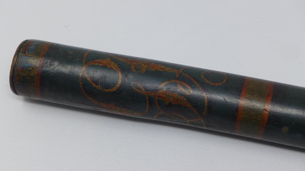 A George III truncheon, green painted and bearing GR, dated 1819, H.57cm - Image 3 of 3