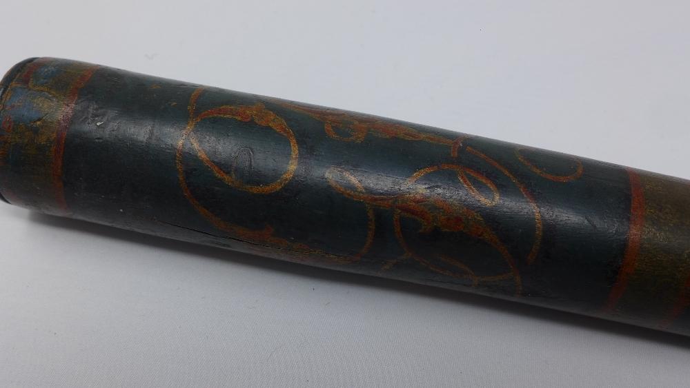 A George III truncheon, green painted and bearing GR, dated 1819, H.57cm - Image 2 of 3