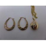 A Brooks & Bentley 9ct yellow gold 'Footprints in the Sand' hoop earrings together with Brooks &