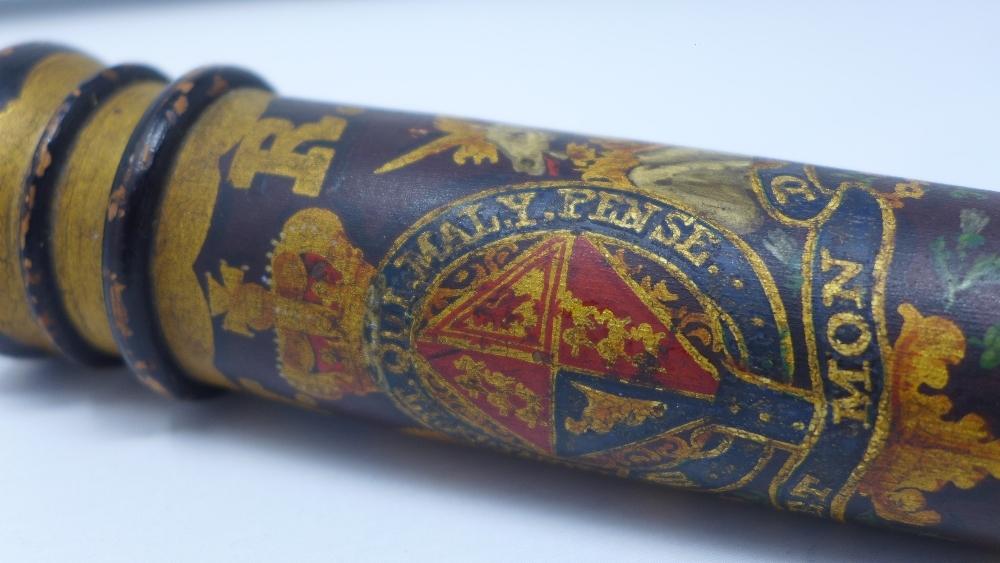 A Victorian (possibly Beadle's) truncheon, gilt painted with the Royal Coat of Arms, H.34cm - Image 2 of 2