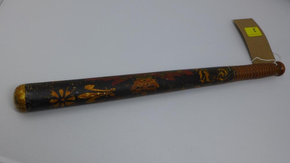 A William IV Acton police truncheon, painted with the Royal Coat of Arms and fleur de lis, H.46cm - Image 2 of 5