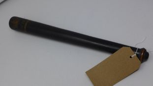 A Georgian ebonised truncheon, painted with 'A.E.' and 'N9', H.41cm