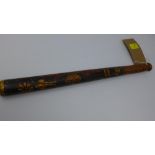 A William IV Acton police truncheon, painted with the Royal Coat of Arms and fleur de lis, H.46cm