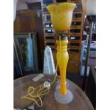 An Art Nouveau style yellow Murano glass table lamp, H.60cm