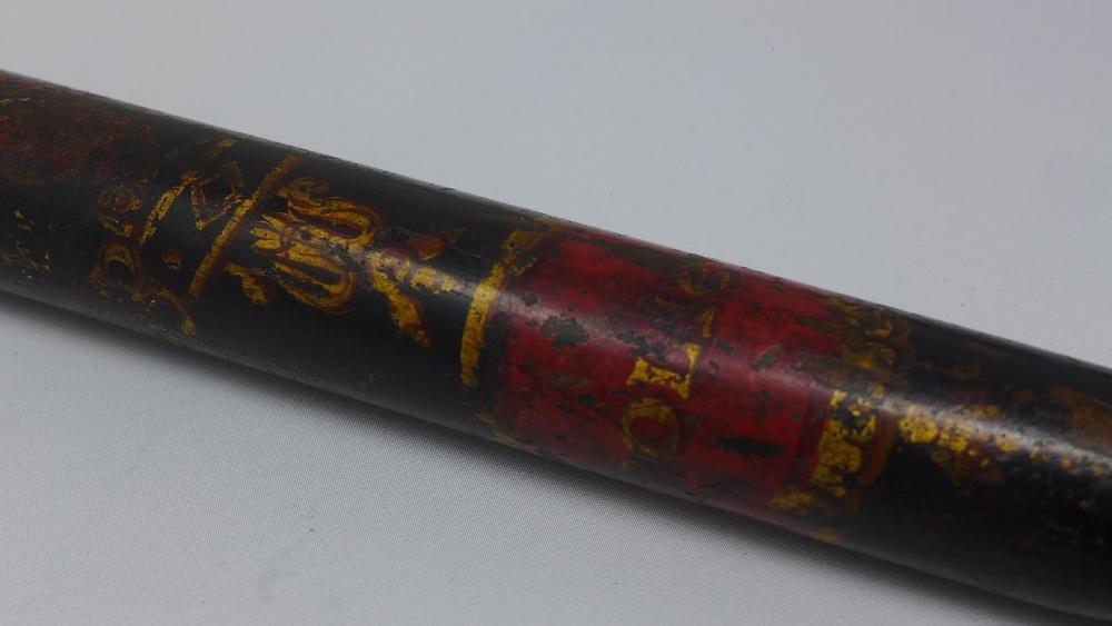 A Victorian police truncheon, ebonised and with indistinct crest, H.46cm - Image 2 of 2