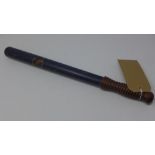 A Special Constable truncheon (possibly Sussex Constabulary), blue painted and bearing S.C.,