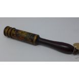 A Victorian (possibly Beadle's) truncheon, gilt painted with the Royal Coat of Arms, H.34cm