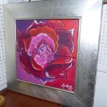 Contemporary school, quadriptych study of a flower, oil on canvas, signed Amber and dated '03