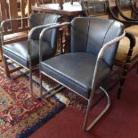 A set of six mid 20th century dining chairs, with black vinyl seats within chrome frames, H.74cm W.