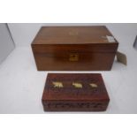 A 19th century mahogany writing slope, together with a teak box