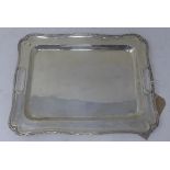 A Continental silver tray with reeded border, stamped 925, 20oz