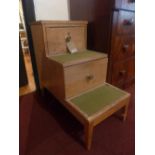 A Victorian pine set of libary steps, with green baize inserts and fitted drawer and cupboard. H-