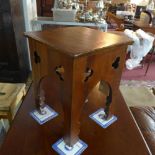 A late 19th century Gothic revival walnut stool, H.36 W.28 D.28cm