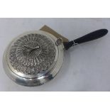 A Spanish silver warming pan with wooden handle, 8oz