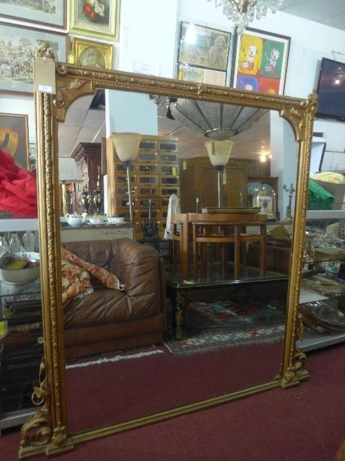 A late 19th Century Victorian giltwood and gesso overmantel mirror, minor gesso loss, H.145cm W.