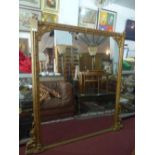 A late 19th Century Victorian giltwood and gesso overmantel mirror, minor gesso loss, H.145cm W.