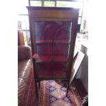 An Edwardian mahogany display cabinet, with boxwood inlay, raised on tapered legs, H.140 W.60 D.80cm