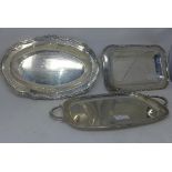 An Argentinian silver tray stamped 925, a Mexican silver tray stamped 900 and a Spanish silver tray,