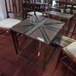 A cast iron Union Jack lamp table, H.46 W.46 D.46cm