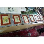 A set of six 19th Century horticultural coloured prints in grey painted frames, H.29cm W.21cm (6)