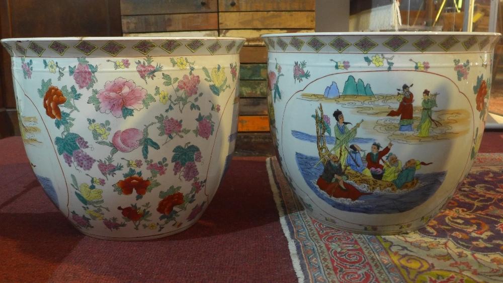 A pair of Chinese ceramic planters, H.38cm - Image 2 of 4