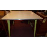 A mid 20th century Ernest Race table with formica top, H.73 W.91 D.91cm