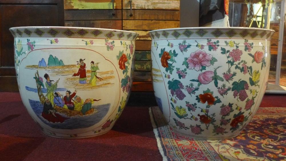 A pair of Chinese ceramic planters, H.38cm - Image 4 of 4