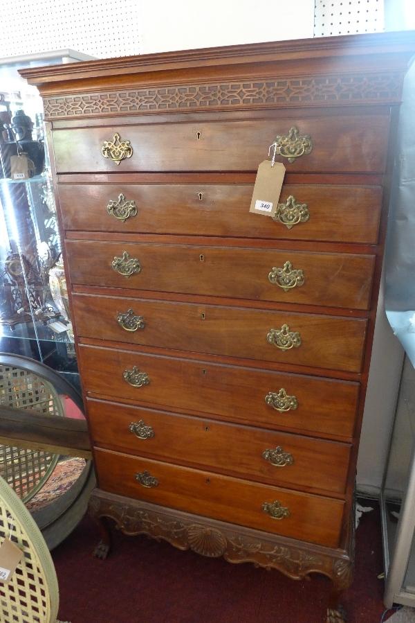 A Georgian mahogany tall boy, with seven drawers, raised on carved base having paw feet, H.166 W. - Image 2 of 4