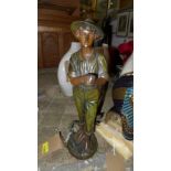 An early 20th century French cold painted bronze statue, indistinctly signed to base, H.42cm