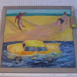 Helen Napper (British, b.1958), 'Hot Beach',1991, oil on board, H.54cm W.61cm
