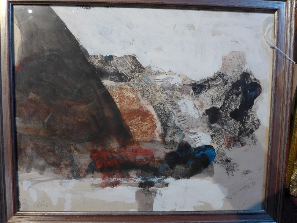 20th century Continental School, an abstract study, mixed media on paper, signed in pencil, H.40cm