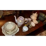 A part tea service by Roslyn China, cream porcelain with gilt floral decoration (qty)